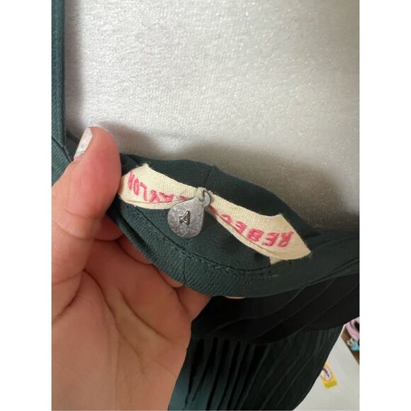 Rebecca Taylor pleated emerald green mini dress open back size 4 - Picture 3 of 4